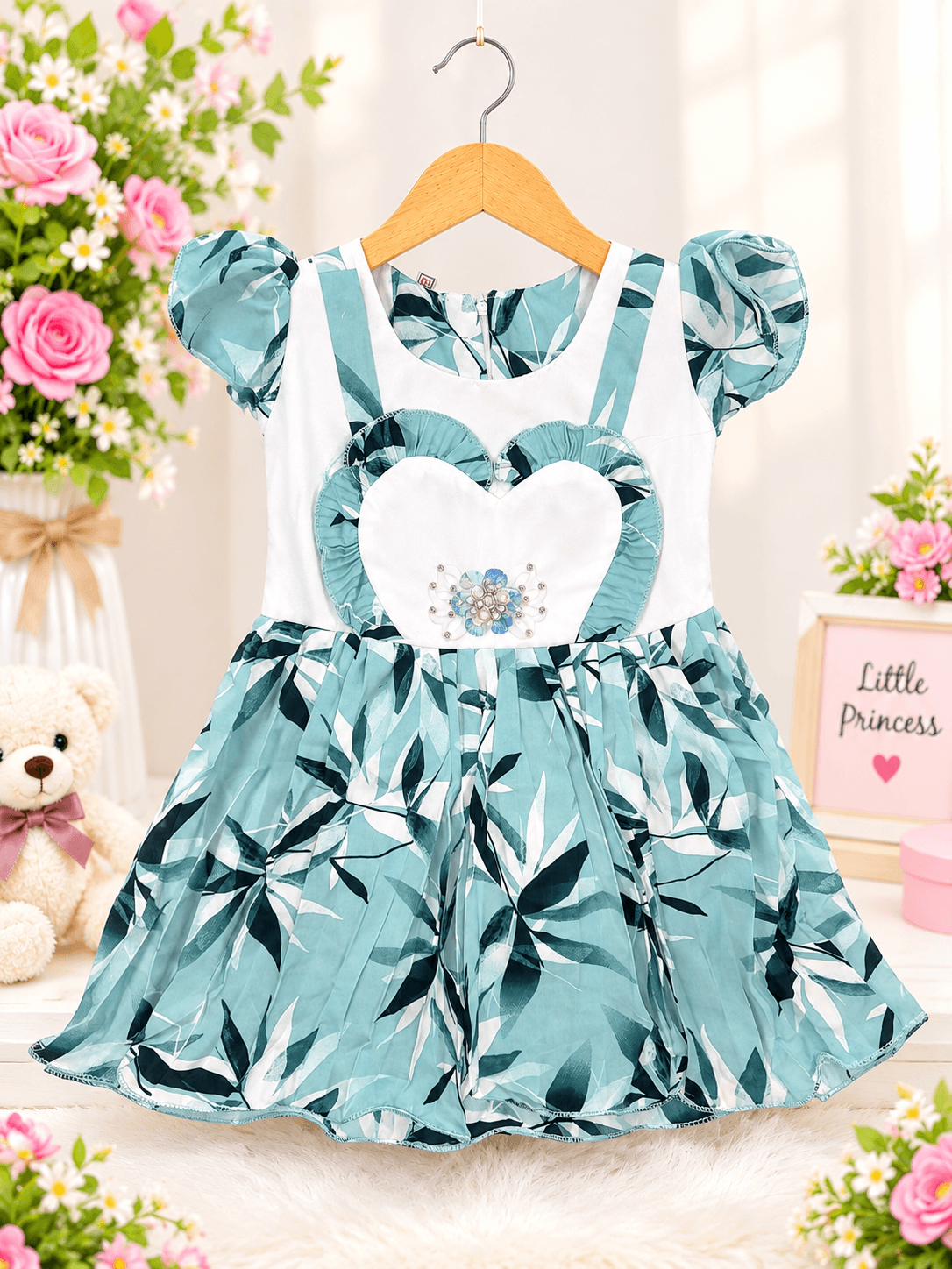 Aqua Heart Linen Frock 💙